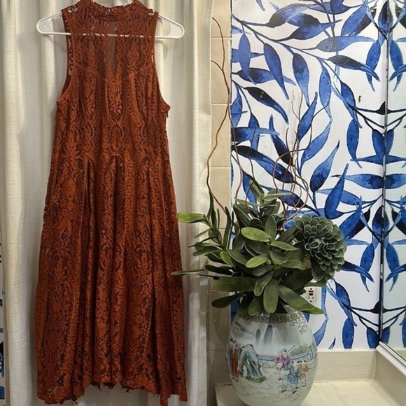 NWOT Women’s Free People Angel Rays Lace Midi Dress - Copper Size Small - Picture 3 of 12